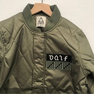 NWT! UNIF Olive 'FTW' Quilted Bomber Light Patch Jacket - RARE!
